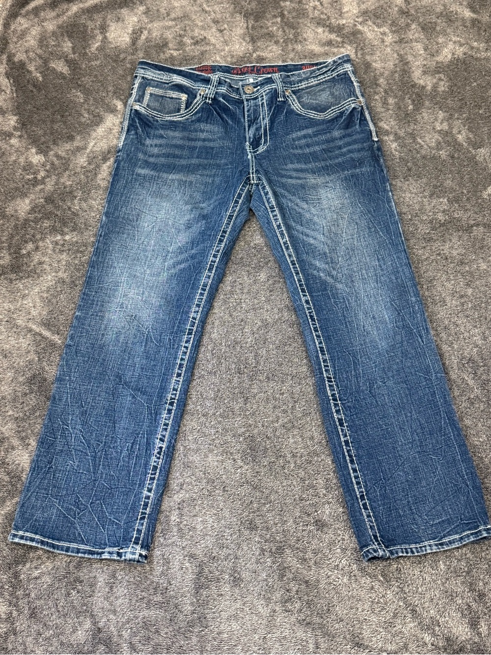 Axe & Crown Jeans Men’s 34x30 Classic Straight Skull Cross Embroidered Y2K